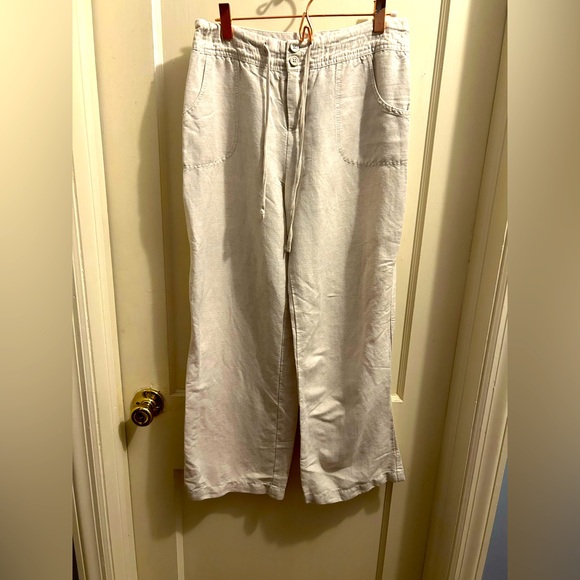 Coldwater Creek wide leg‎ linen blend pant. Coastal chic. Size 8p - Picture 1 of 5